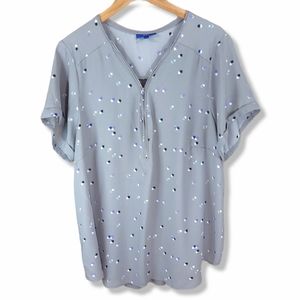 Apt. 9 Zippered V-Neck Blouse 1X